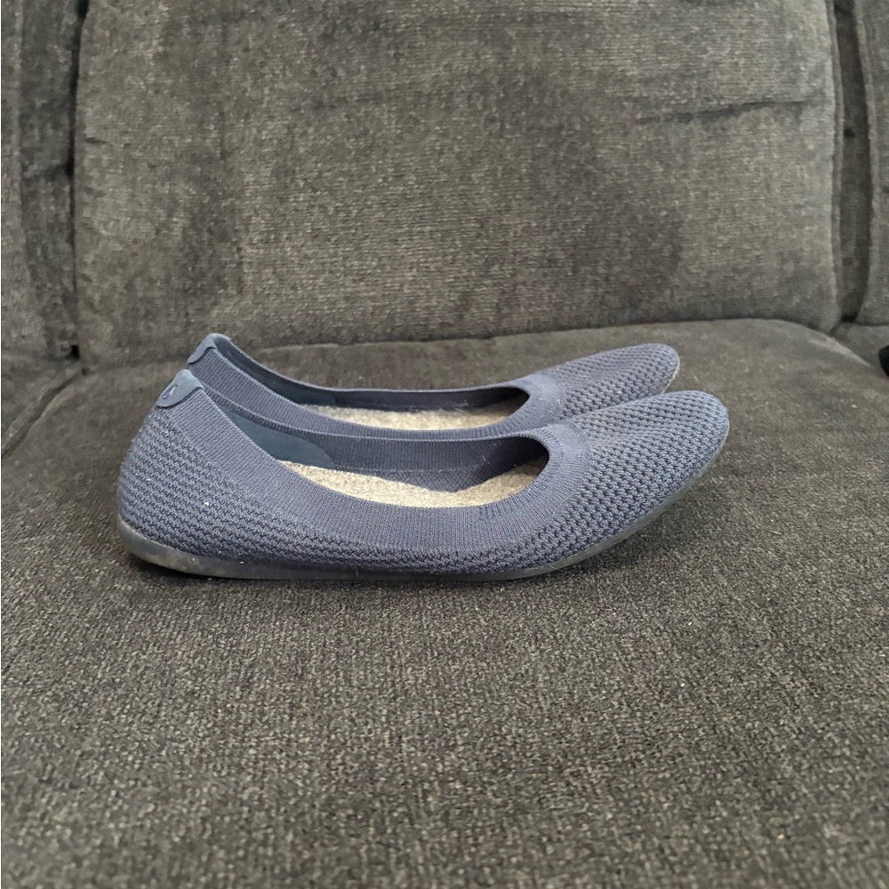 EUC Allbirds Tree Breezers Flats Women's Size 8 Navy Blue Washable Comfort